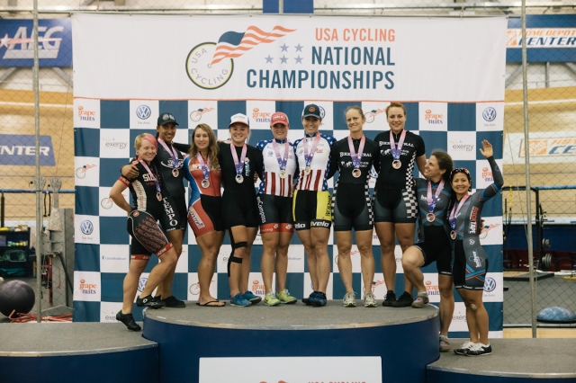 The women's team sprint podium